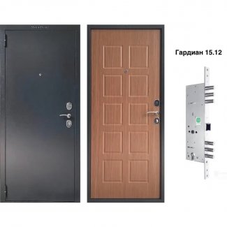 Входная дверь, модель «VD-21 Букле черный/Орех»