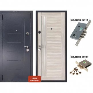 Входная дверь, модель «VD-47 Букле чёрный / Дуб дымчатый»