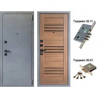 Входная дверь, модель «VD-51 Букле серый / Орех»