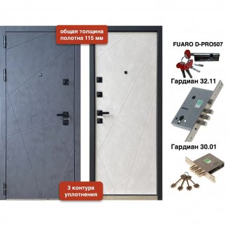 Входная дверь, модель «VD-243 115 мм. Бетон серый / Бетон снежный 3 контура»